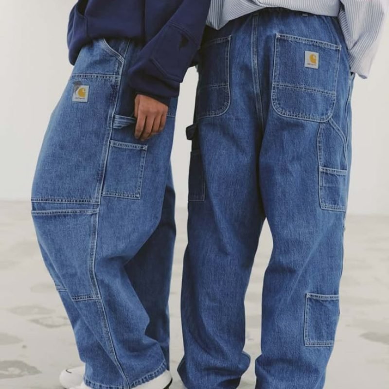 Men's baggy blue Carhartt WIP streetwear jeans